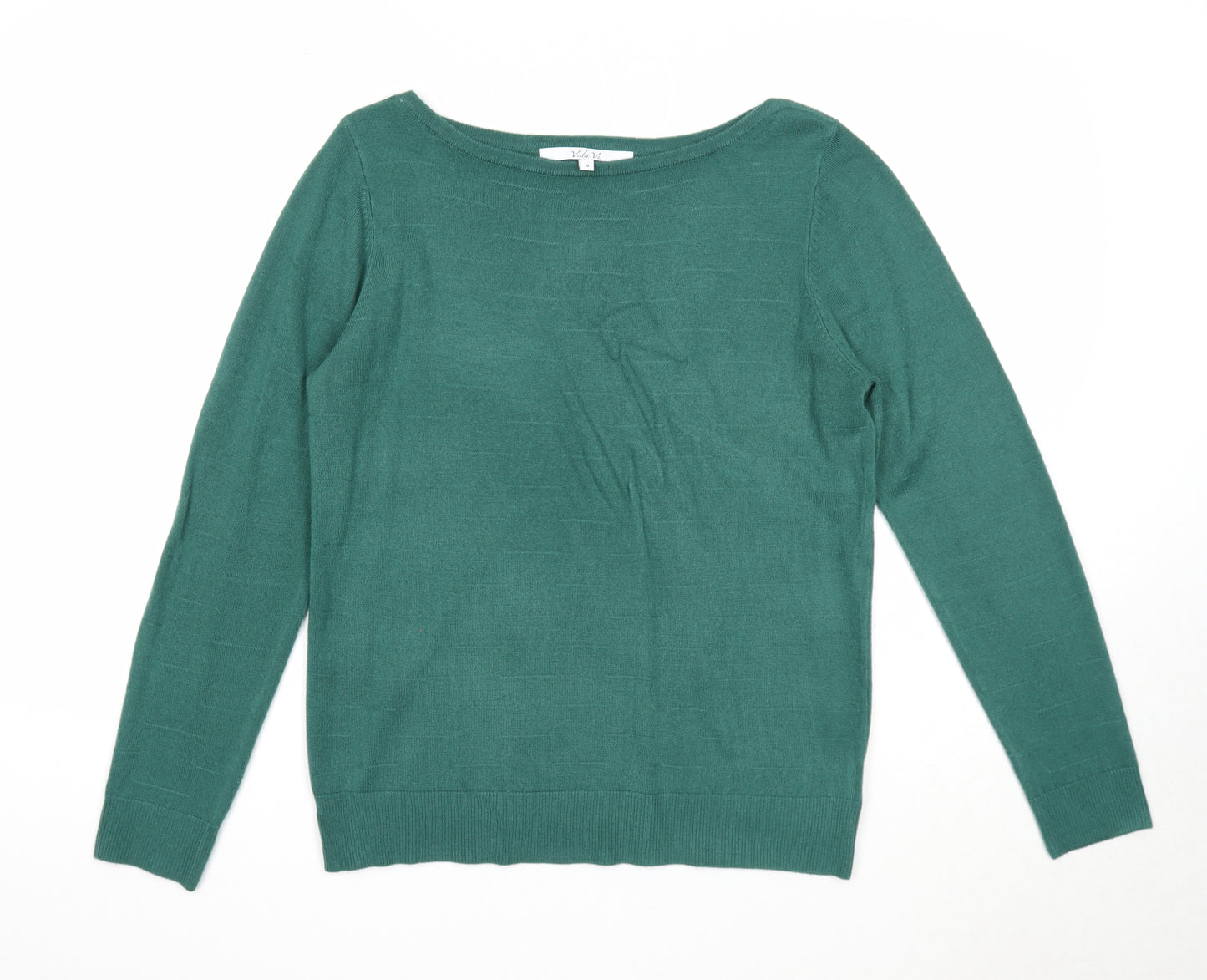 Vida Vi Womens Green Boat Neck Acrylic Pullover Jumper Size M