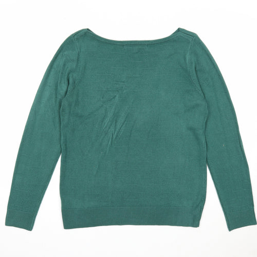 Vida Vi Womens Green Boat Neck Acrylic Pullover Jumper Size M