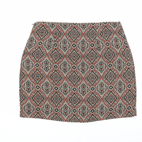 H&M Womens Multicoloured Geometric Polyester Bandage Skirt Size 8 Zip
