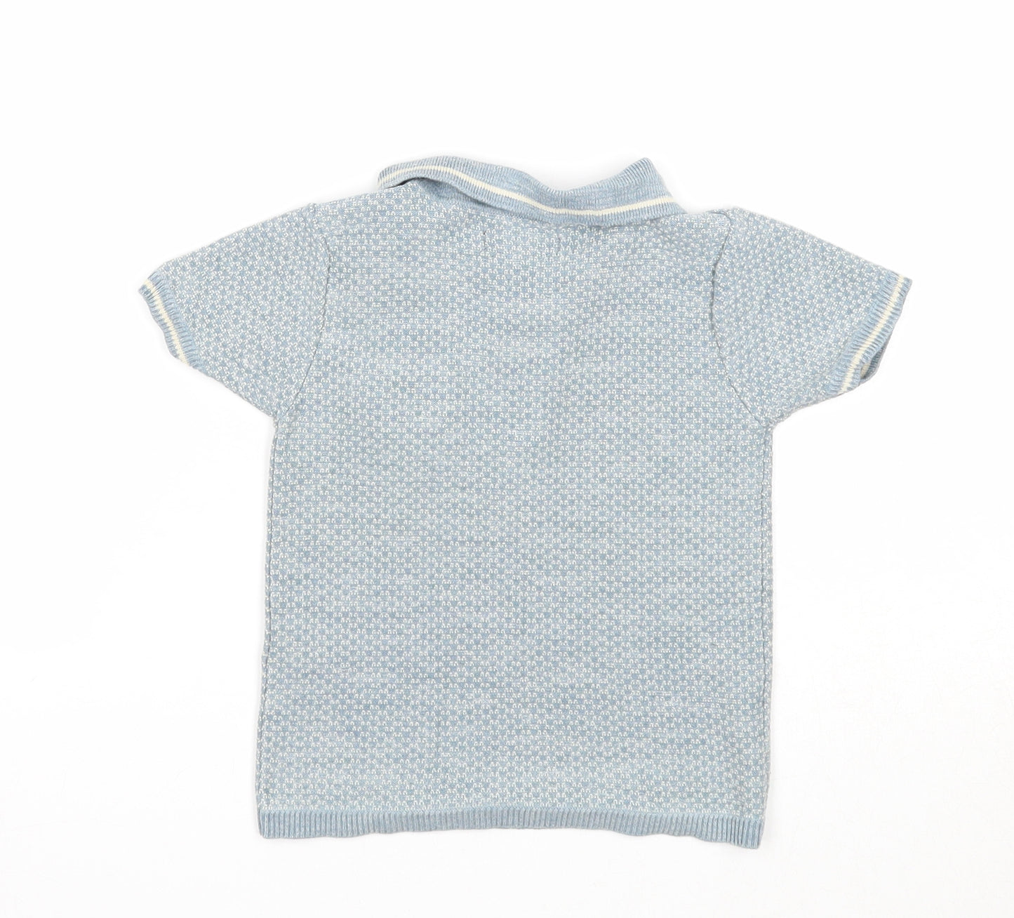 Autograph Boys Blue Geometric Cotton Basic Polo Size 18-24 Months Collared Button