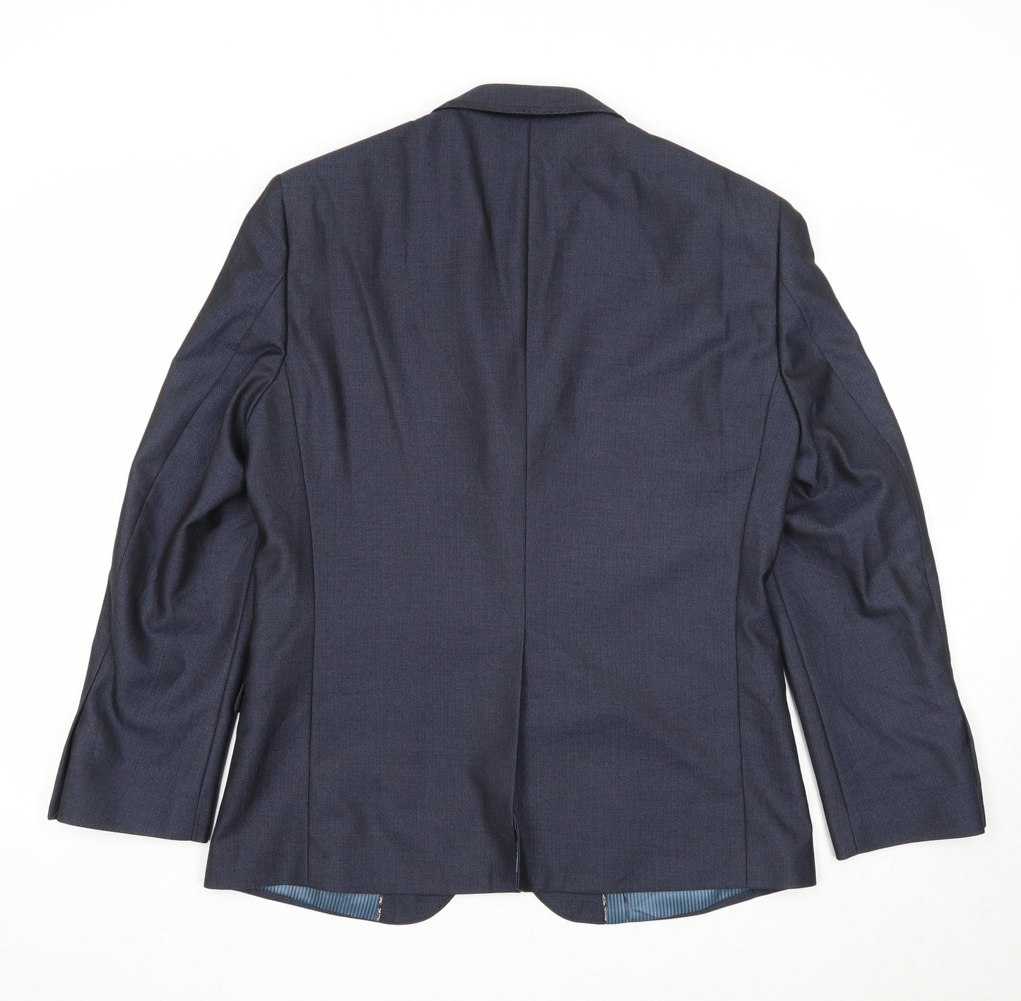 Preworn Mens Blue Polyester Jacket Suit Jacket Size 40 Regular