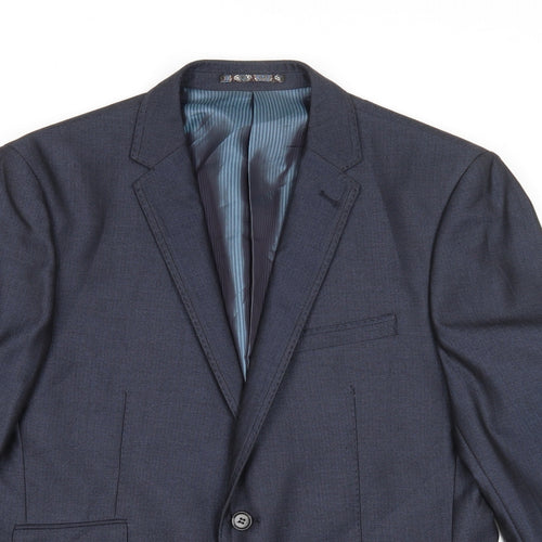 Preworn Mens Blue Polyester Jacket Suit Jacket Size 40 Regular