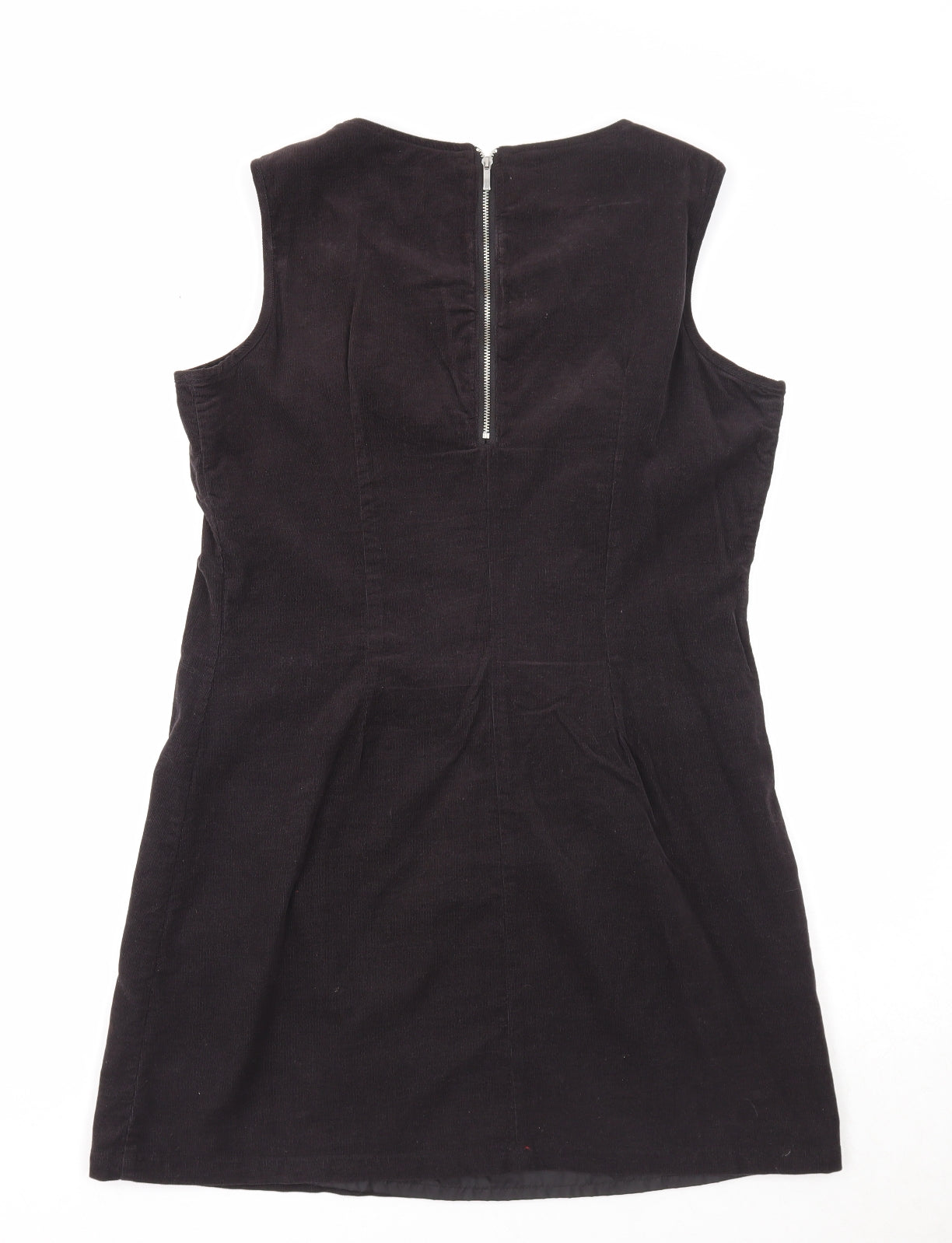 M&Co Womens Black Cotton A-Line Size 12 Round Neck Zip