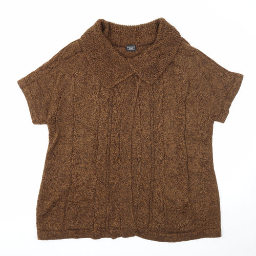 Miladys Womens Brown Collared Acrylic Cardigan Jumper Size 14