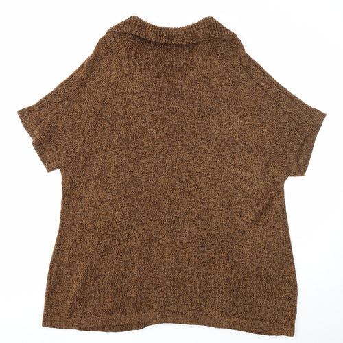 Miladys Womens Brown Collared Acrylic Cardigan Jumper Size 14