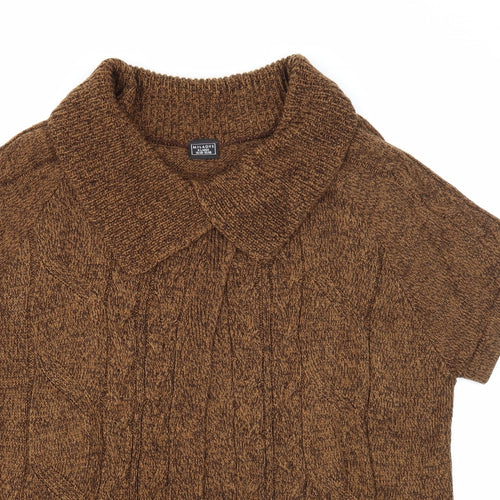 Miladys Womens Brown Collared Acrylic Cardigan Jumper Size 14