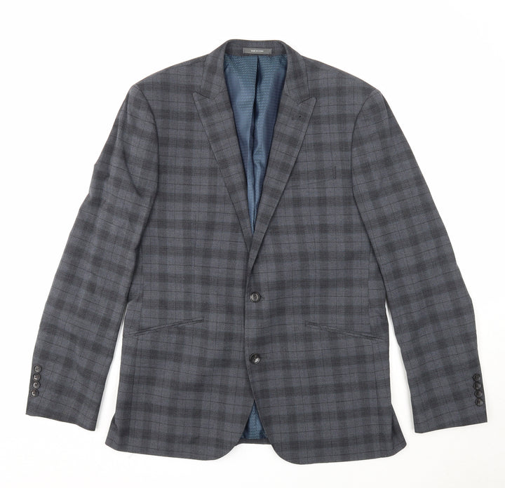 Primark Mens Blue Plaid Polyester Jacket Suit Jacket Size 40 Regular