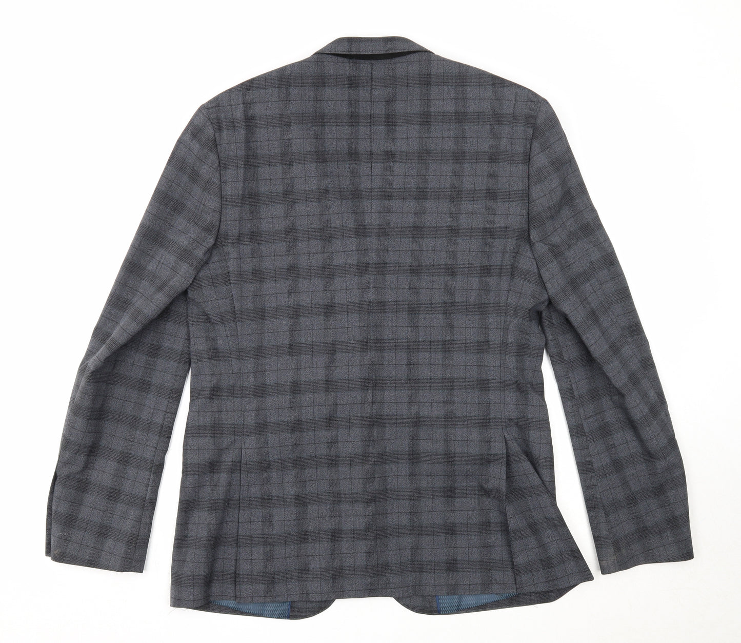 Primark Mens Blue Plaid Polyester Jacket Suit Jacket Size 40 Regular