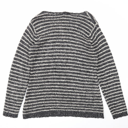Originals Womens Blue Scoop Neck Striped Acrylic Pullover Jumper Size 2XL