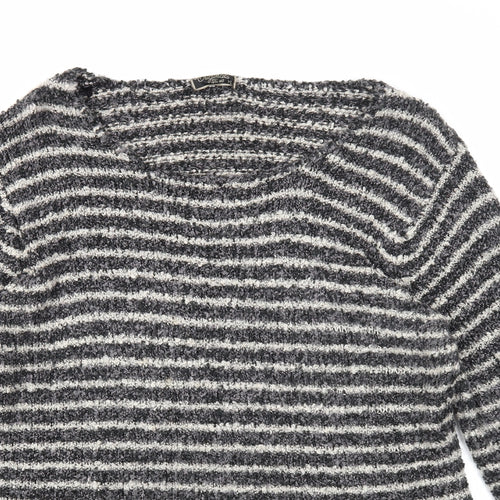 Originals Womens Blue Scoop Neck Striped Acrylic Pullover Jumper Size 2XL