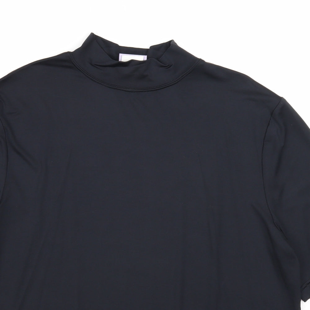 Moose Womens Black Polyester Basic T-Shirt Size L Mock Neck