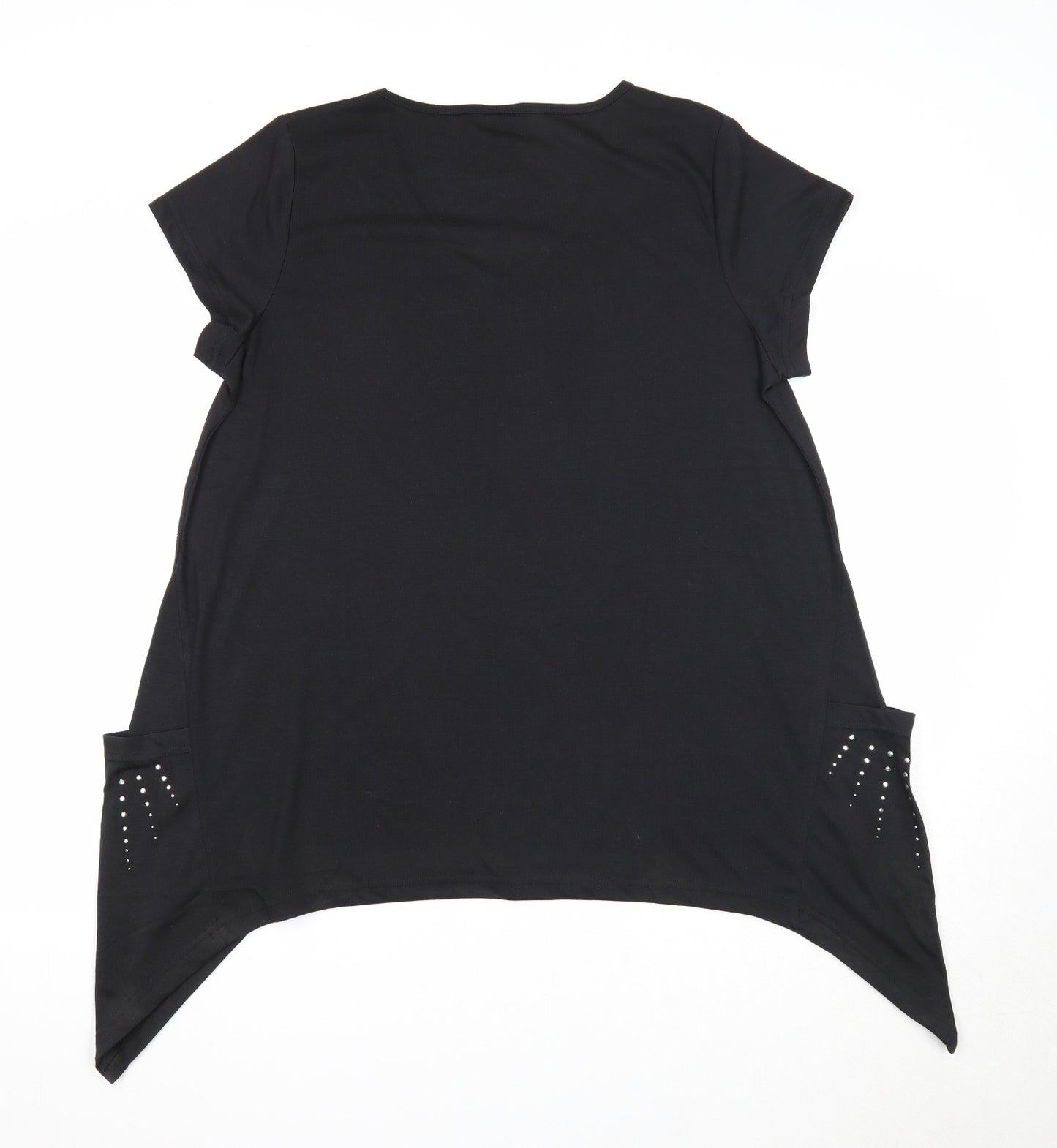 Being Casual Womens Black Polyester Basic Blouse Size 14 V-Neck