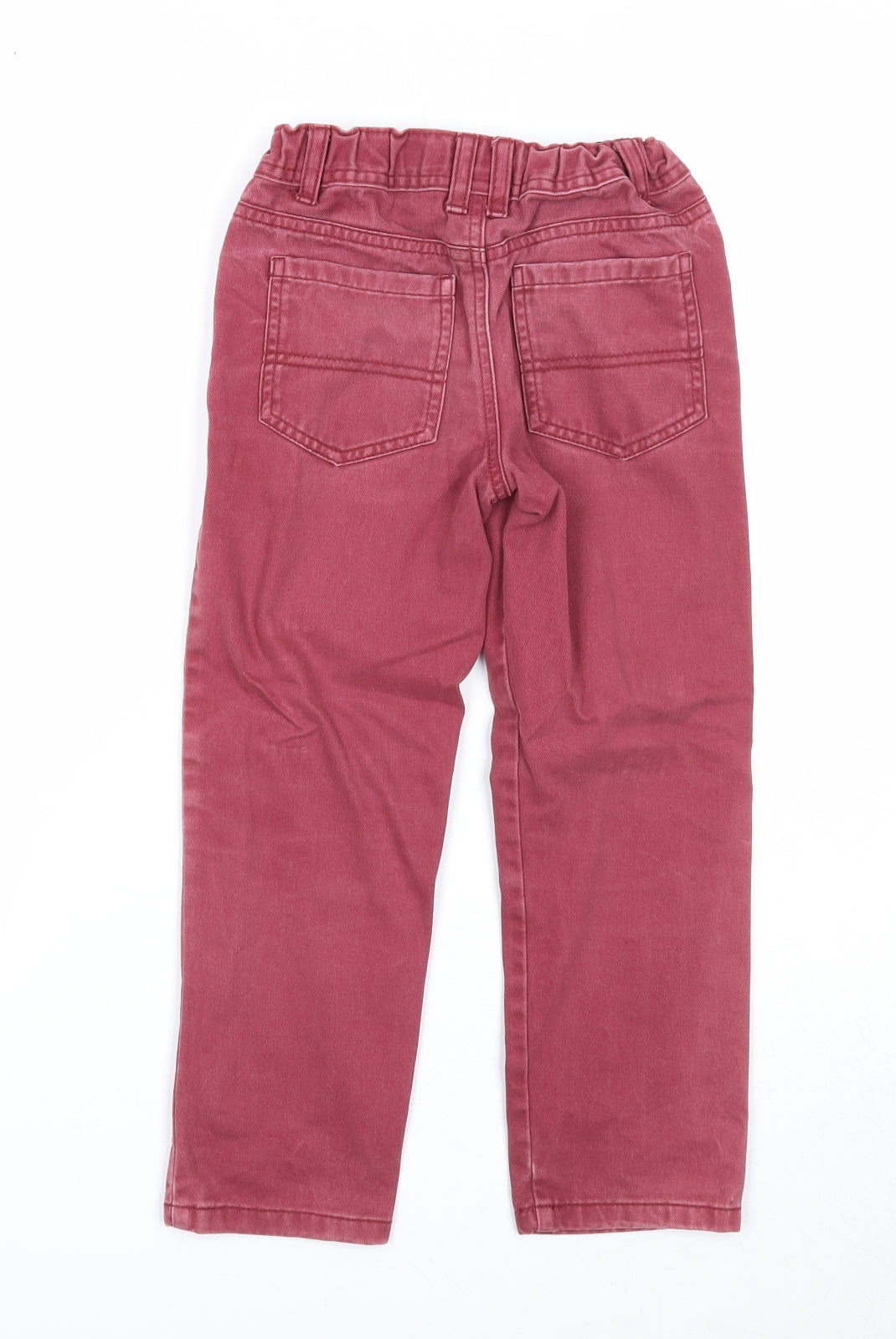 Denim & Co. Boys Red Cotton Straight Jeans Size 5-6 Years Regular Zip