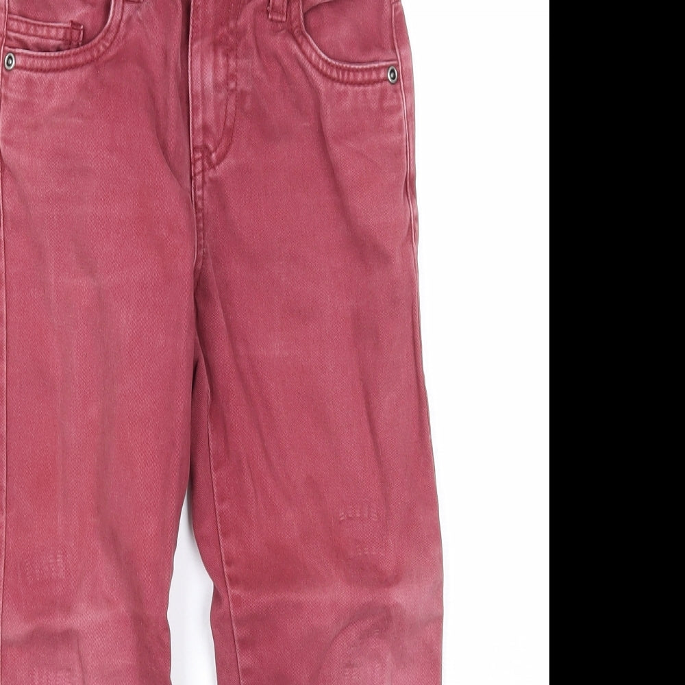 Denim & Co. Boys Red Cotton Straight Jeans Size 5-6 Years Regular Zip