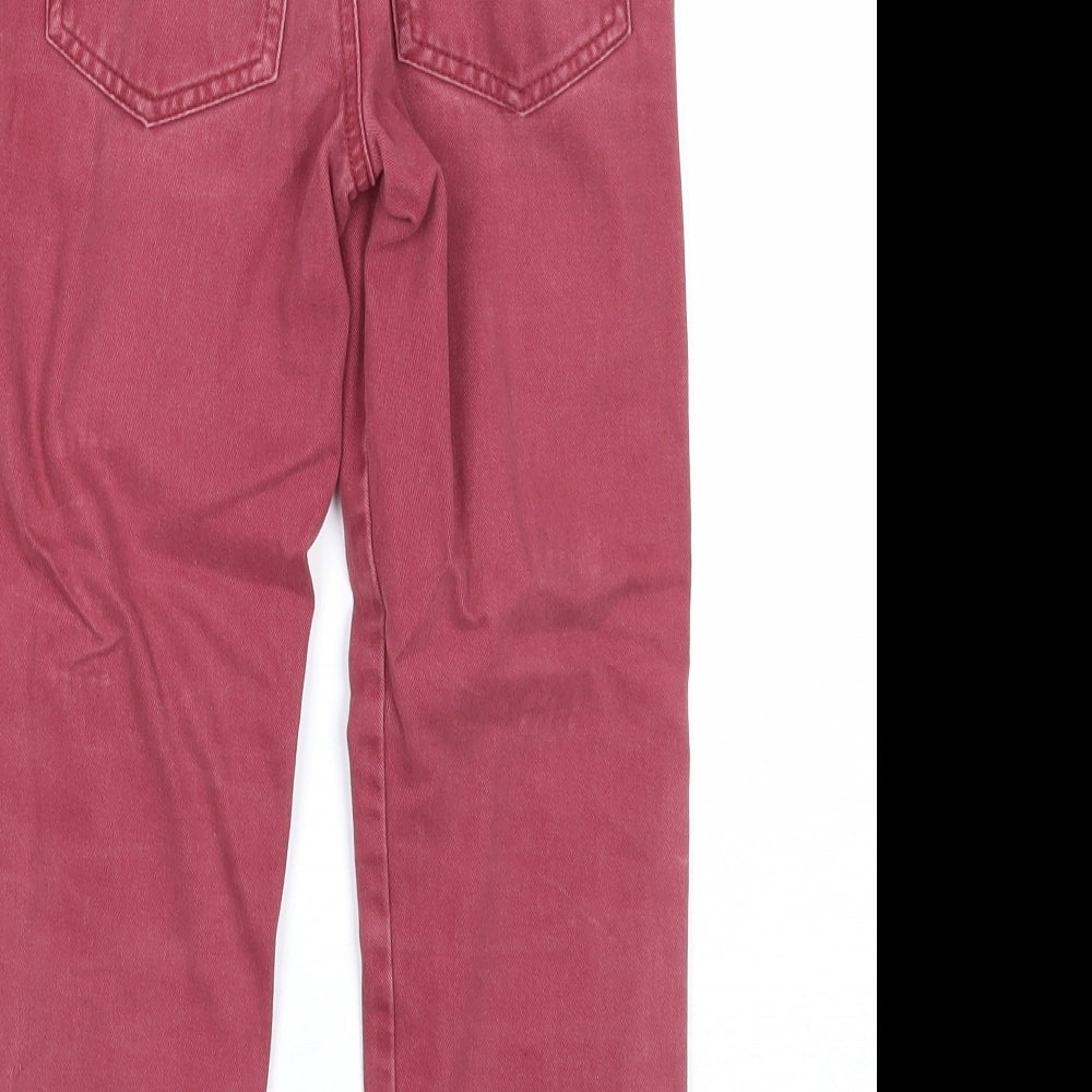 Denim & Co. Boys Red Cotton Straight Jeans Size 5-6 Years Regular Zip