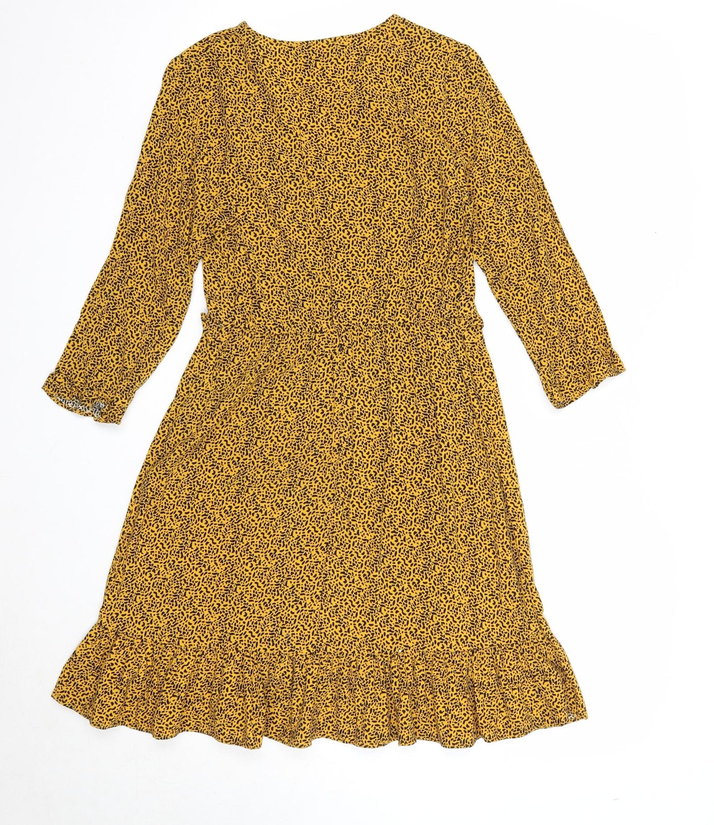 Papaya Womens Yellow Geometric Viscose A-Line Size 8 V-Neck Pullover