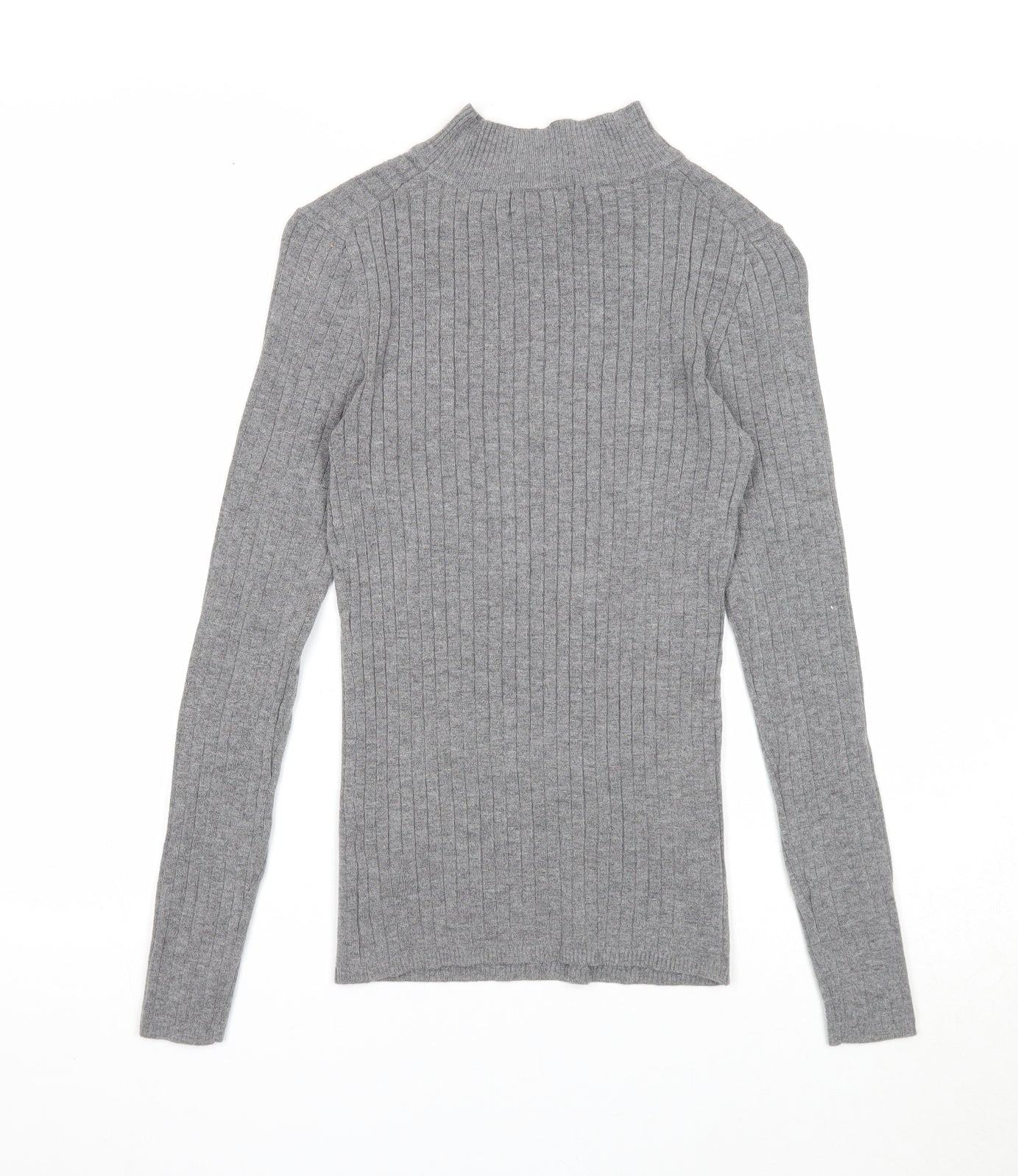 Primark Womens Grey Mock Neck Viscose Pullover Jumper Size 10