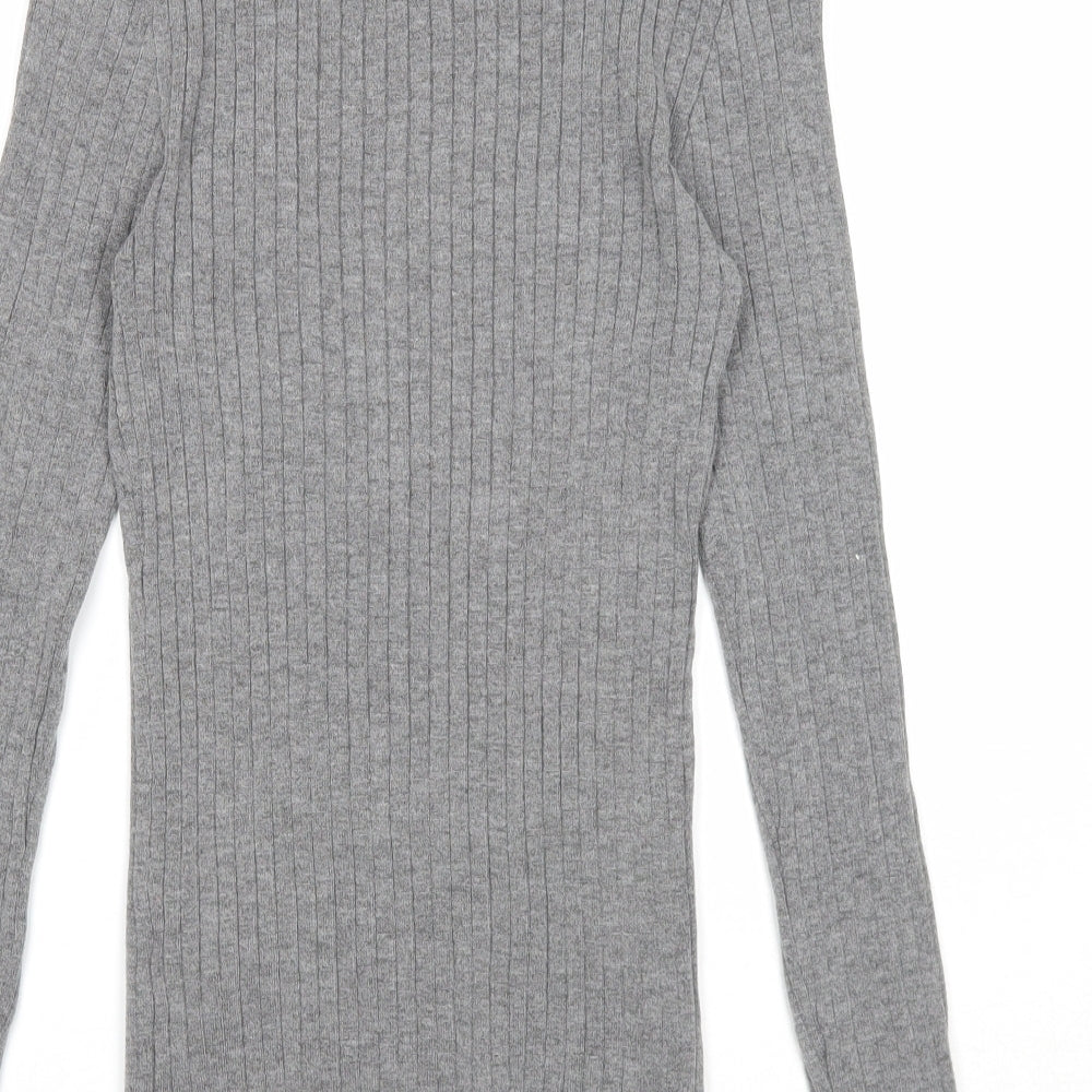 Primark Womens Grey Mock Neck Viscose Pullover Jumper Size 10
