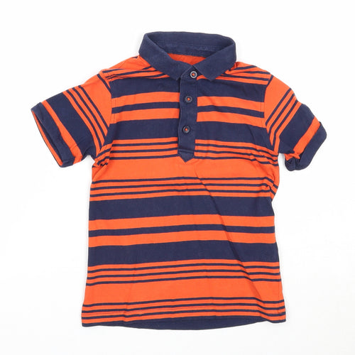 George Boys Blue Striped Cotton Pullover Polo Size 4-5 Years Collared Button