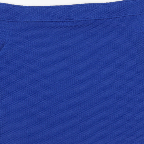 South Womens Blue Geometric Polyester Basic Blouse Size 14 Off the Shoulder