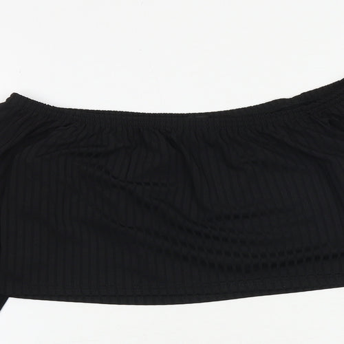 I SAW IT FIRST Womens Black Polyester Cropped Blouse Size S Off the Shoulder