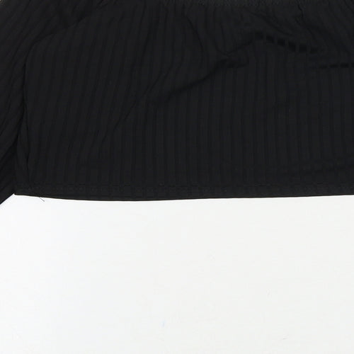 I SAW IT FIRST Womens Black Polyester Cropped Blouse Size S Off the Shoulder