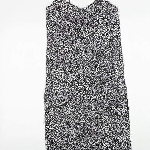 PRETTYLITTLETHING Womens Grey Animal Print Polyester Tank Dress Size 6 V-Neck Pullover - Leopard Print