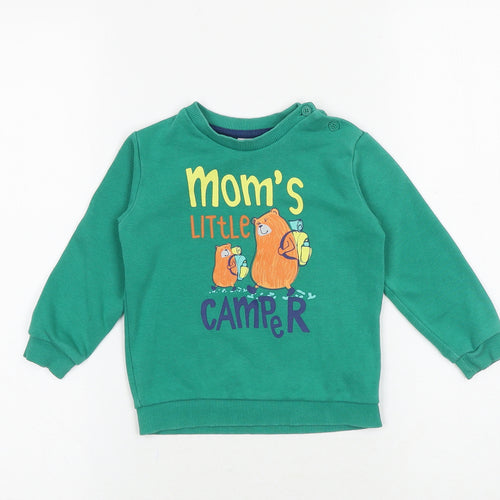 LC Waikiki Baby Green Cotton Pullover Jumper Size 12-18 Months Button - Mom's Little Camper