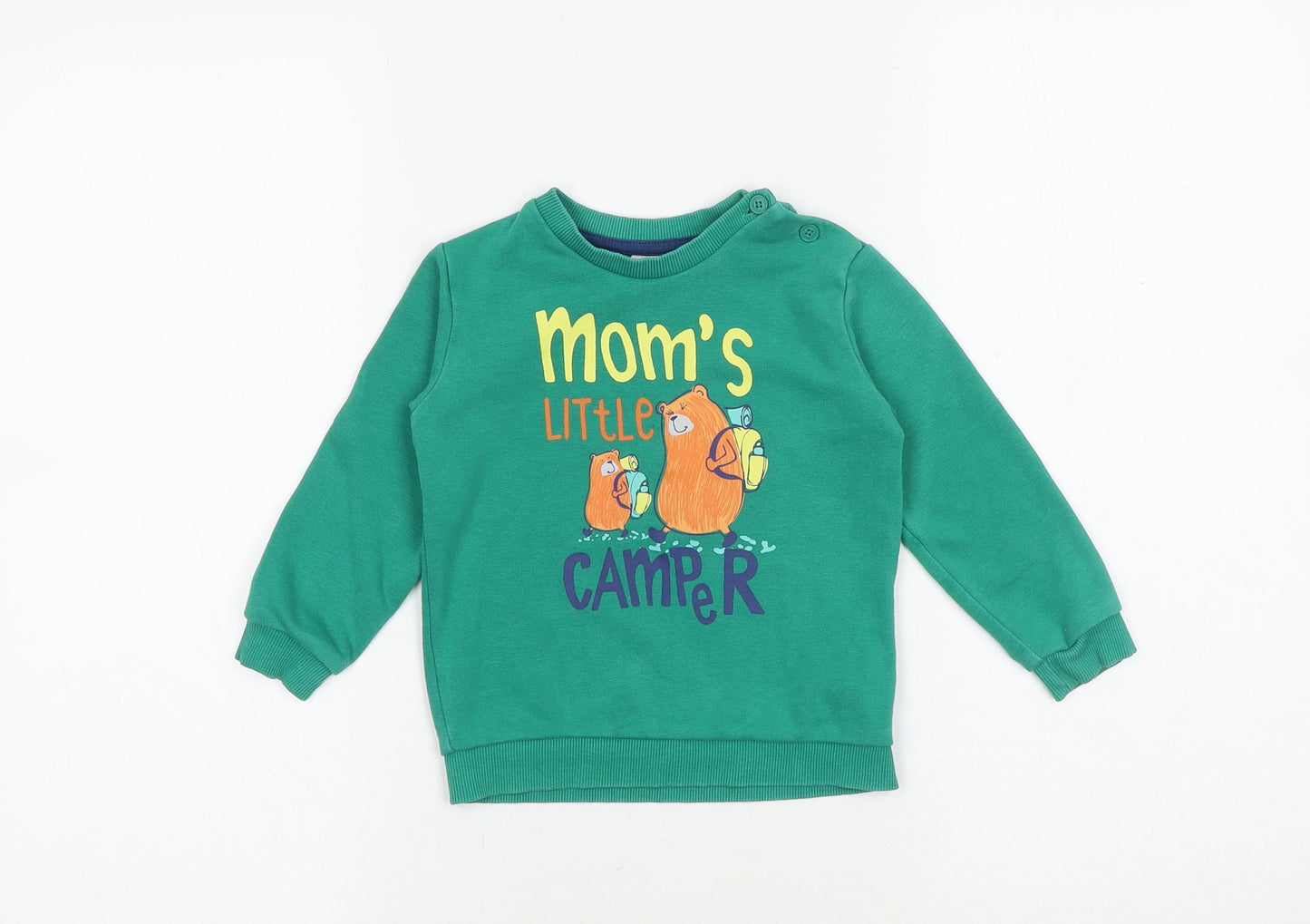 LC Waikiki Baby Green Cotton Pullover Jumper Size 12-18 Months Button - Mom's Little Camper