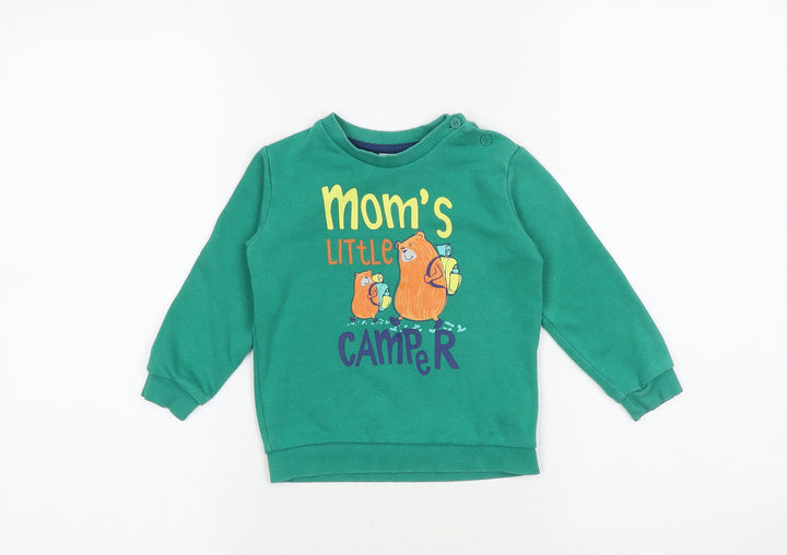 LC Waikiki Baby Green Cotton Pullover Jumper Size 12-18 Months Button - Mom's Little Camper