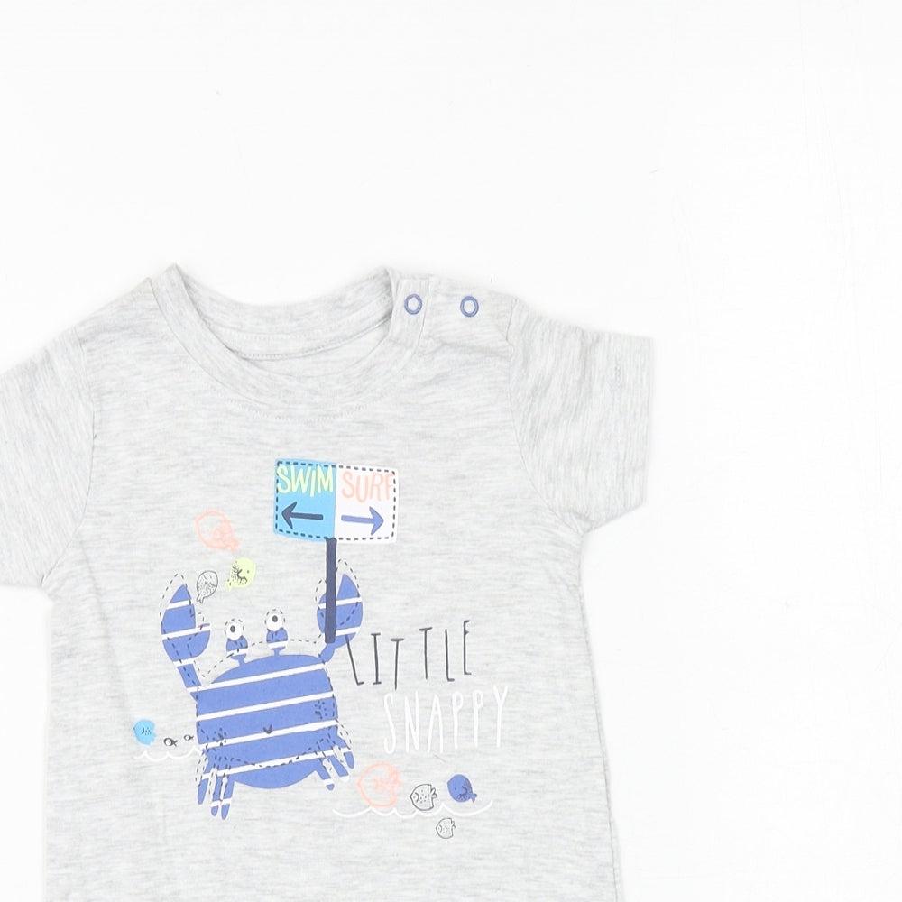 Peacocks Baby Grey 100% Cotton Romper One-Piece Size 0-3 Months Snap - Crab Print