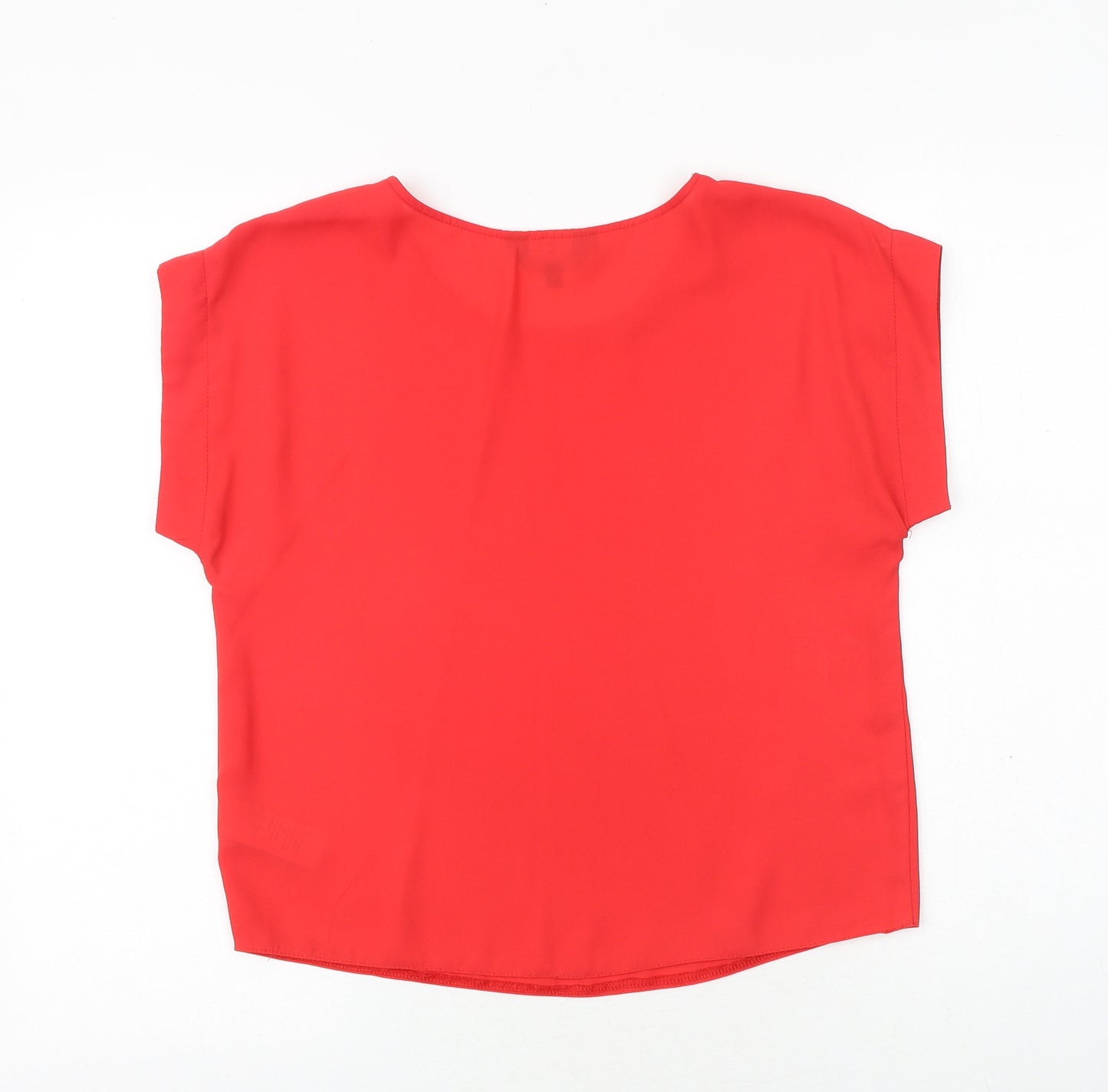 New Look Womens Red Polyester Basic Blouse Size 10 Round Neck