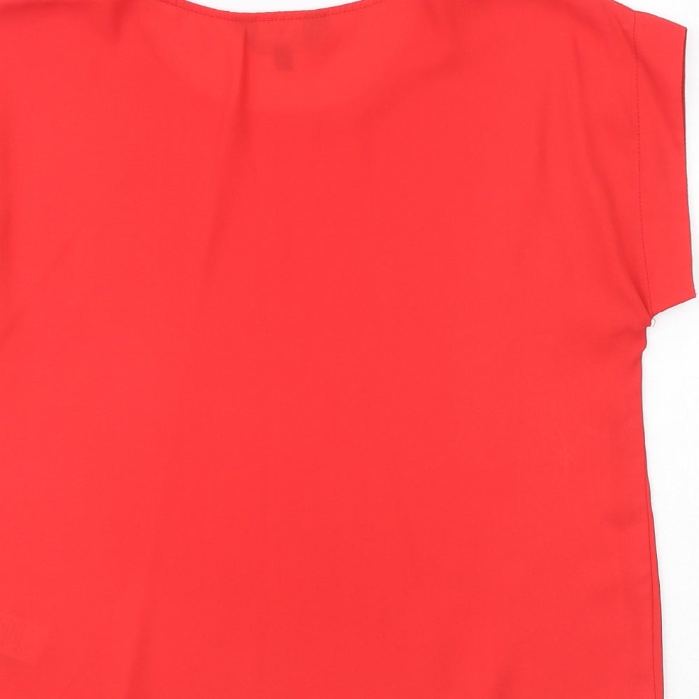 New Look Womens Red Polyester Basic Blouse Size 10 Round Neck
