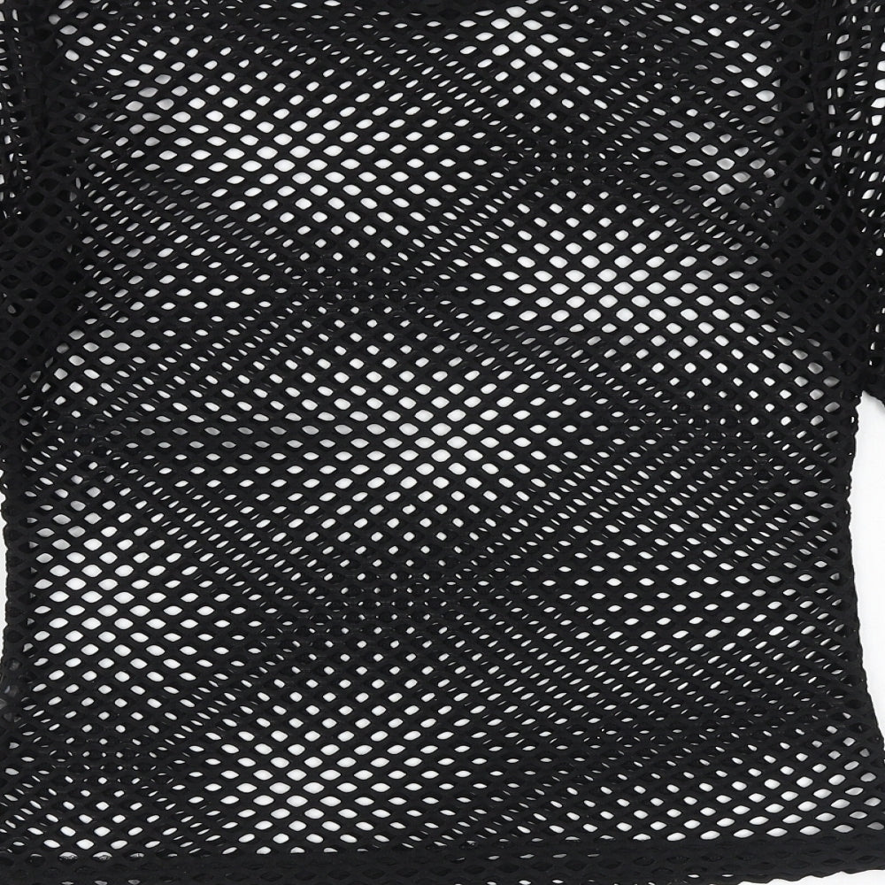 H&M Womens Black Polyester Basic T-Shirt Size M Round Neck - Fishnet Top