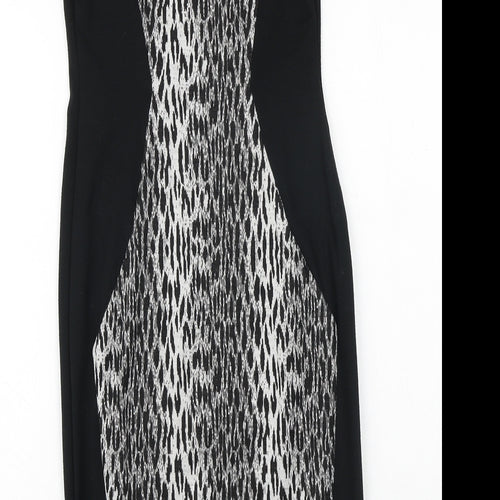 George Womens Black Geometric Polyester Shift Size 8 Round Neck Pullover