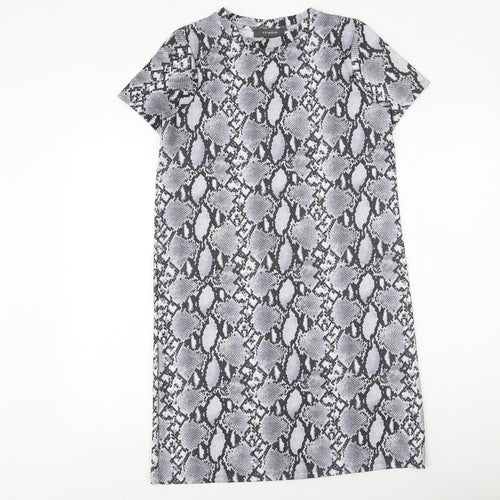 Primark Womens Grey Geometric Polyester A-Line Size 10 Round Neck Pullover