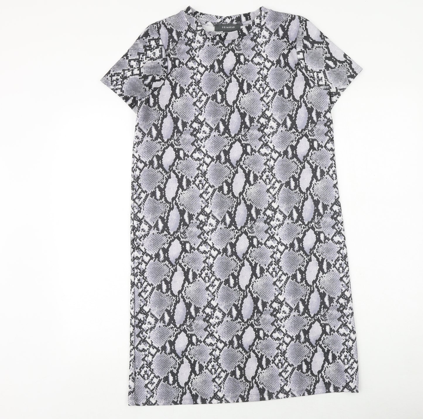 Primark Womens Grey Geometric Polyester A-Line Size 10 Round Neck Pullover