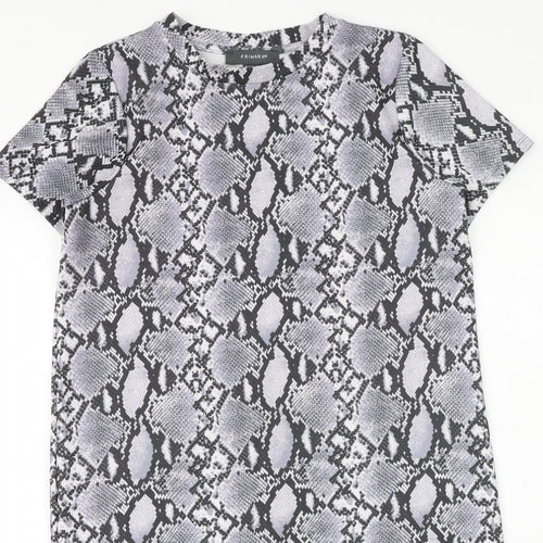 Primark Womens Grey Geometric Polyester A-Line Size 10 Round Neck Pullover