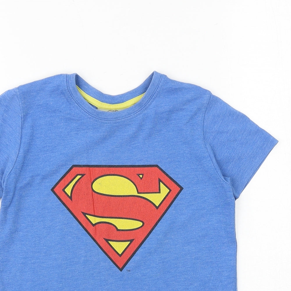 NEXT Boys Blue Cotton Basic T-Shirt Size 4-5 Years Round Neck Pullover - Superman