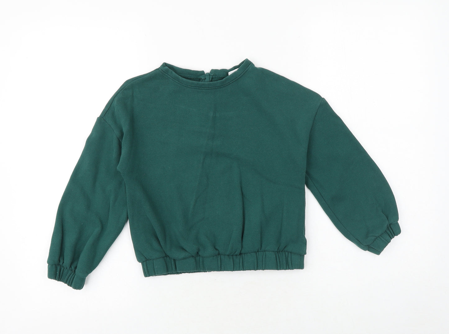 NEXT Girls Green Cotton Pullover Sweatshirt Size 8 Years Button