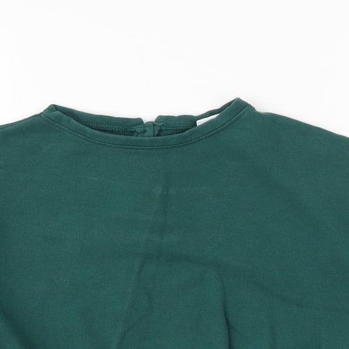 NEXT Girls Green Cotton Pullover Sweatshirt Size 8 Years Button