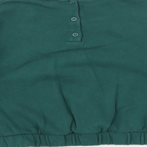 NEXT Girls Green Cotton Pullover Sweatshirt Size 8 Years Button