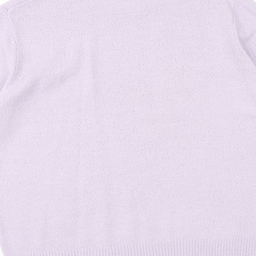 Berkertex Womens Purple Round Neck Acrylic Pullover Jumper Size 14 - Floral Detail