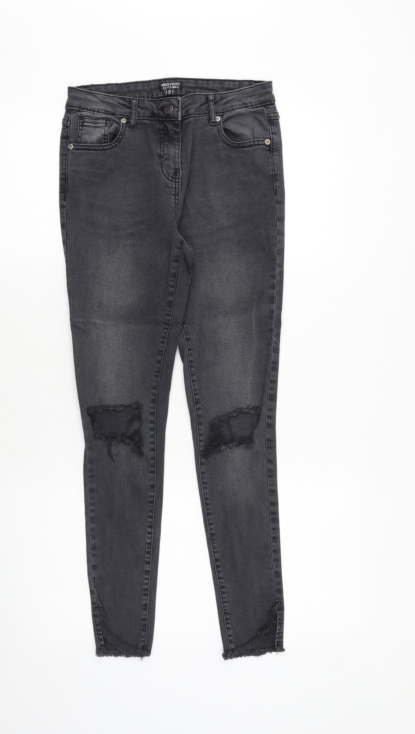 Missy Rose Womens Grey Cotton Skinny Jeans Size 8 Regular Zip
