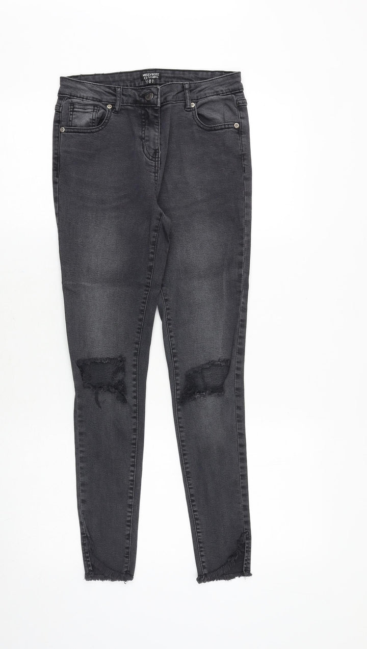 Missy Rose Womens Grey Cotton Skinny Jeans Size 8 Regular Zip