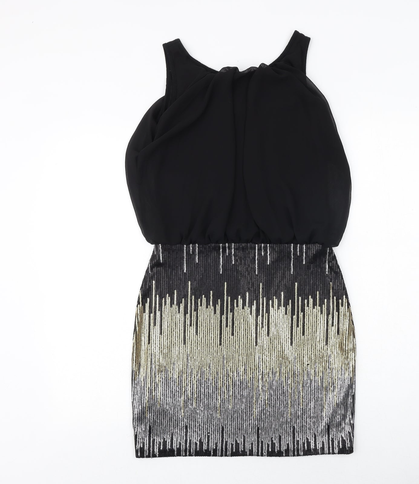 Apricot Womens Black Geometric Polyester Shift Size 10 Round Neck Pullover