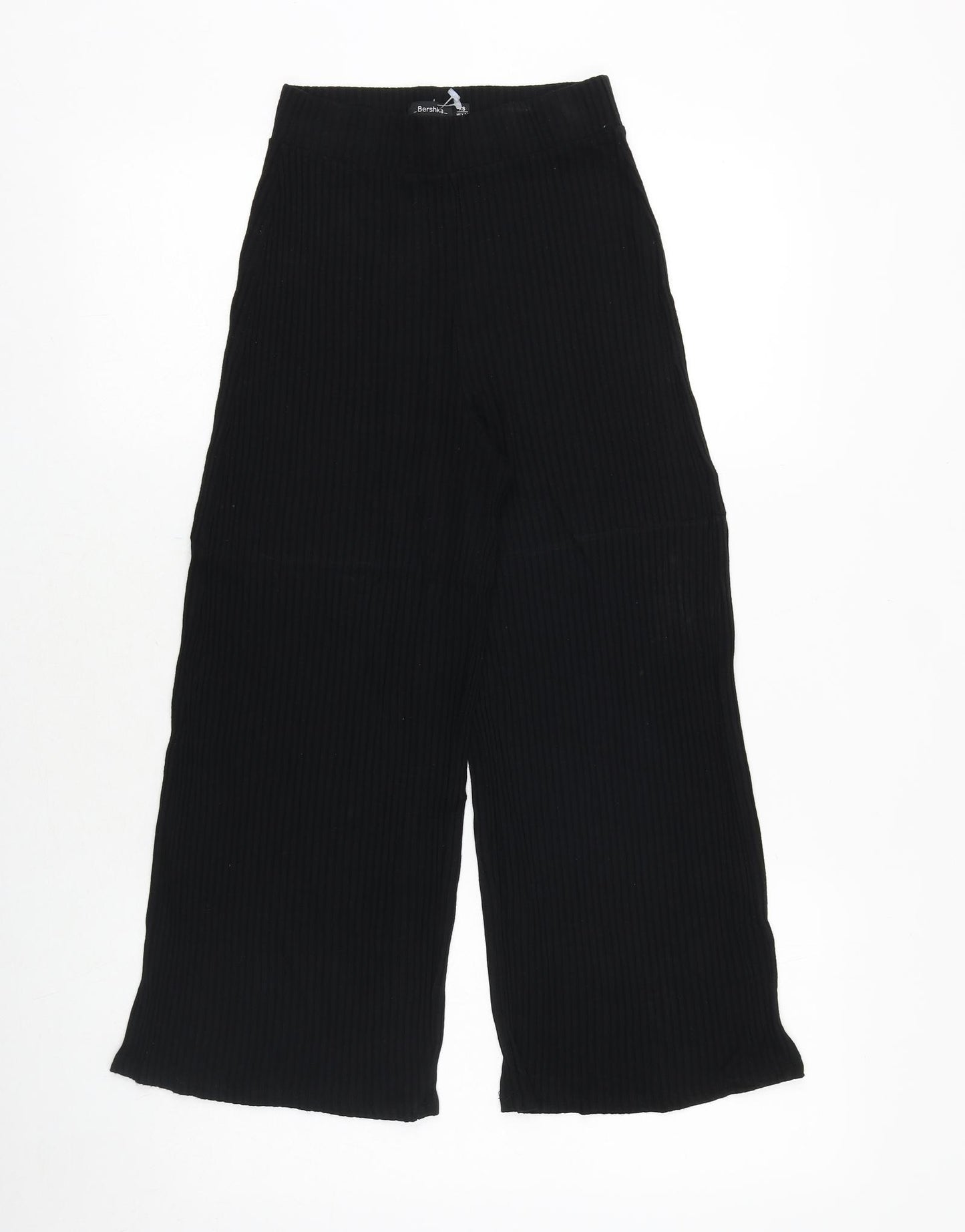 Bershka Womens Black Viscose Trousers Size XS Regular