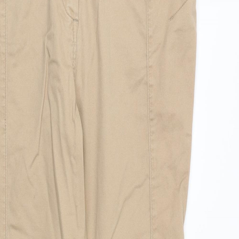 New Look Womens Beige Cotton Chino Trousers Size 12 Regular Zip