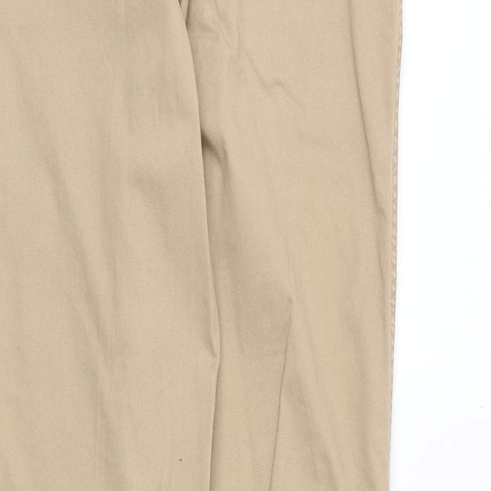 New Look Womens Beige Cotton Chino Trousers Size 12 Regular Zip