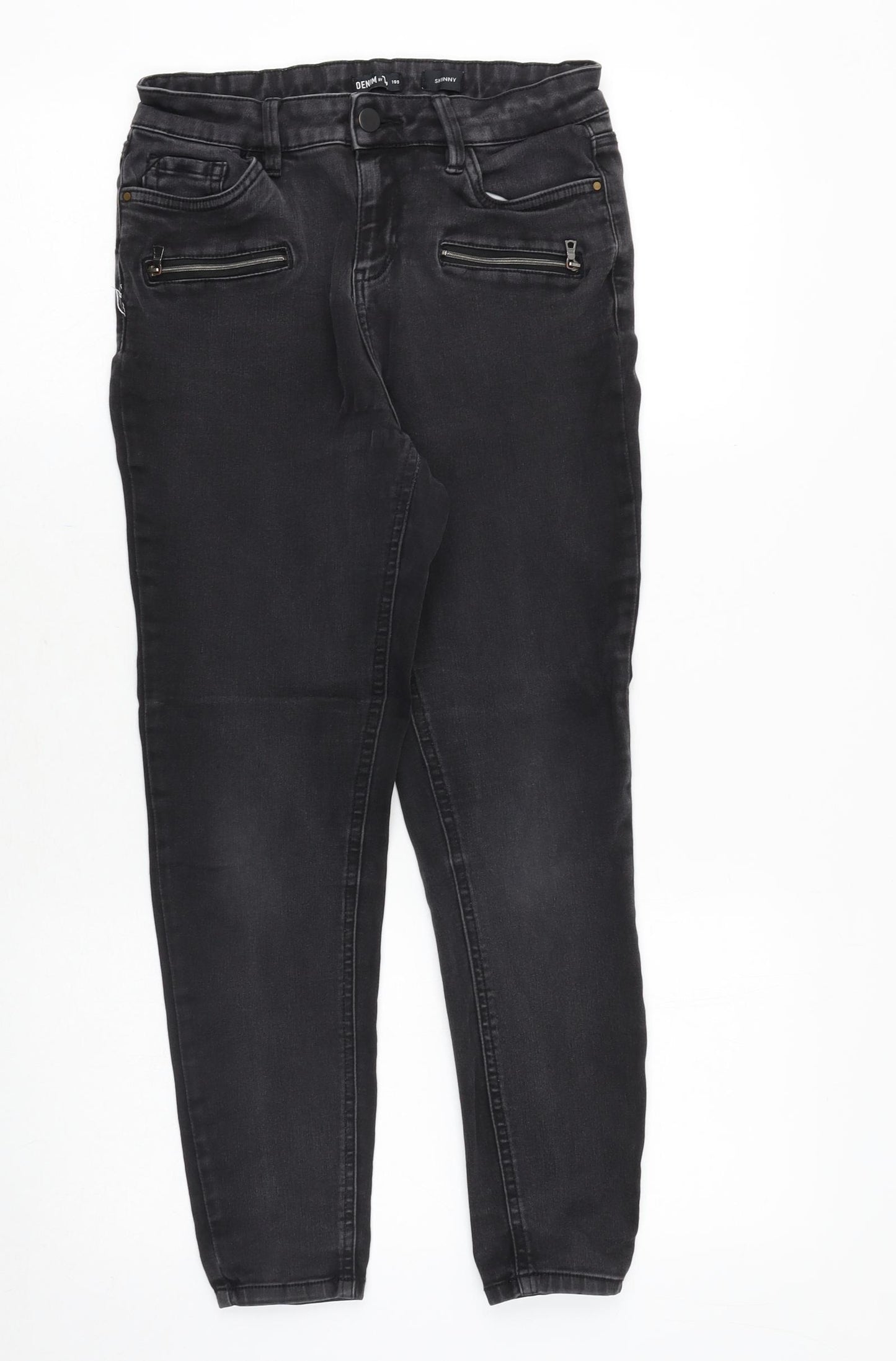 TU Womens Grey Cotton Skinny Jeans Size 10 Regular Zip